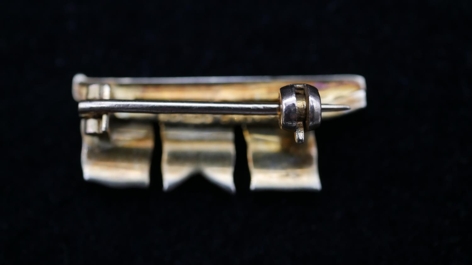 A 9ct signal flag sweetheart brooch, spells SBW, each flag enamelled. Hallmarked JWB, Birmingham, - Image 3 of 4