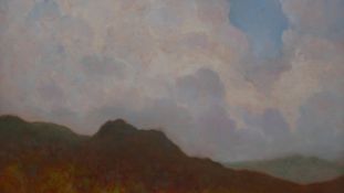 Gerard Erley, oil on board, cloud study, signed and titled to the reverse. H.51 W.51cm