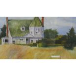 A framed and glazed watercolour. rural American house signed Teresa Saia. H.61 W.69.5cm