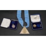 Three medals awarded to the architect N. L. Hanson, two cased, each in hallmarked 925 silver. L.