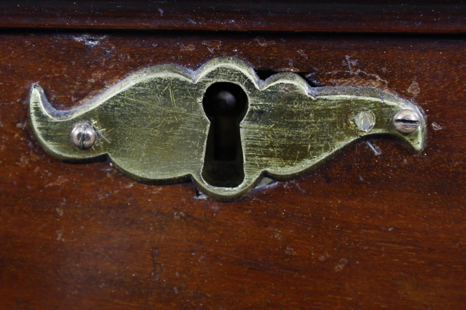 A 19th century three part mahogany pedestal desk with an arrangement of nine drawers on plinth base. - Image 11 of 14