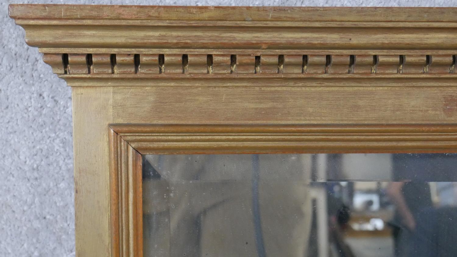 A C.1900 mahogany pier mirror with dentil cornice along with a gilt framed dressing mirror and an - Image 3 of 10
