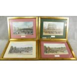 Four framed and glazed reproduction prints of scenes from Epsom races. H.57 W.75cm