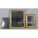 A miscellaneous collection of three gilt wall mirrors. H.83 W.68cm (Largest)