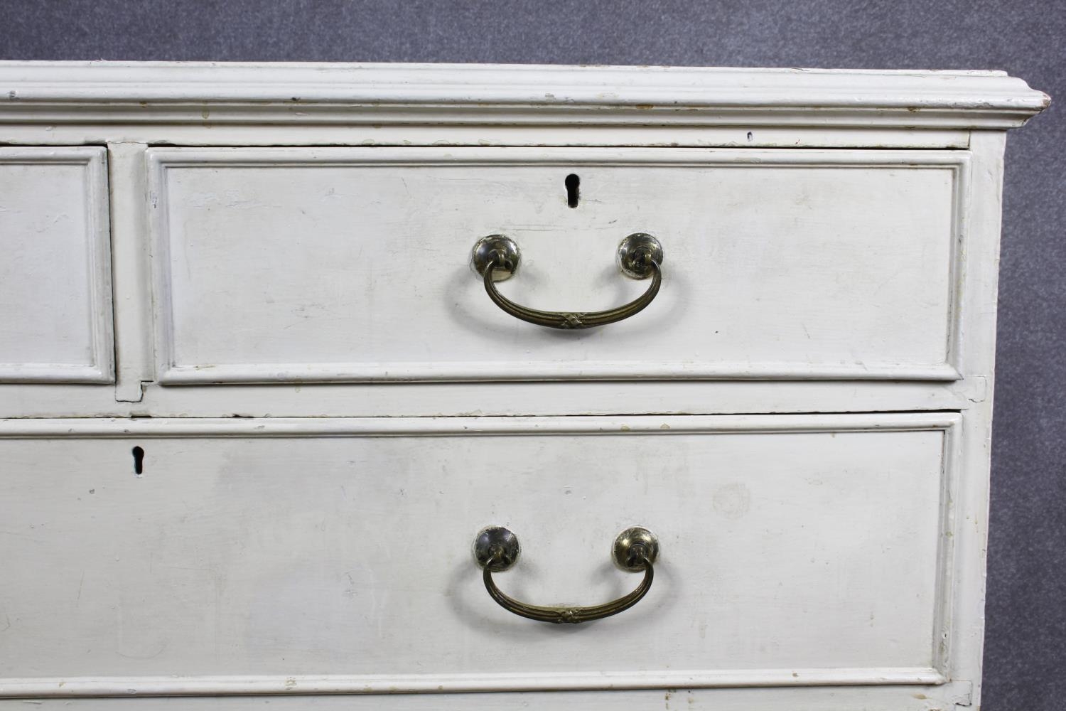 A 19th century later painted chest of two short over three long drawers on plinth base. H.87 W.104 - Image 8 of 14