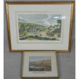 A framed and glazed 19th century watercolour sketch of the Alster Arcade in Hamburg along with a