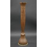 A WW1 Trench Art vase of hammered and fluted Art Nouveau form. H.50cm