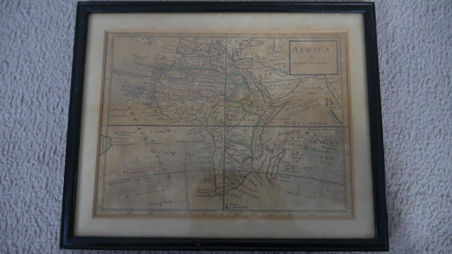 Three framed and glazed hand coloured maps. A modern reproduction of a map from the survey of Philip - Image 12 of 14