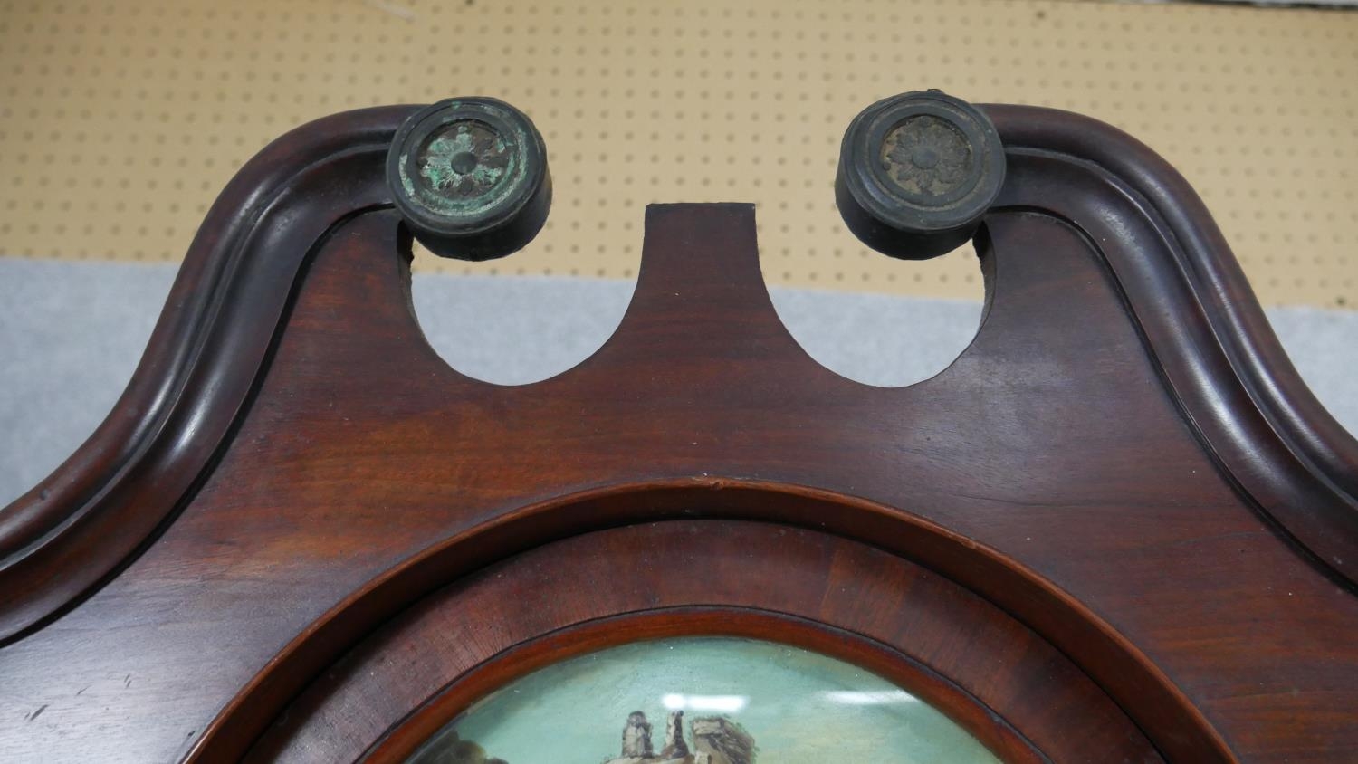 A Georgian mahogany longcase clock with painted arched dial and eight day movement by George Hood, - Image 7 of 10