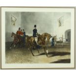 After F.C. Turner, a framed and glazed antique hand coloured engraving titled 'The Riding School',