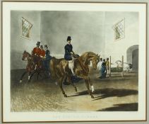 After F.C. Turner, a framed and glazed antique hand coloured engraving titled 'The Riding School',