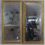A pair of pier mirrors in scrolling foliate gilt frames. H.145.5 W.69cm