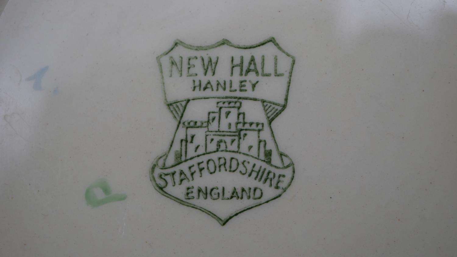 A complete six person New Hall, Hanley Staffordshire dinner service with pale blue accents and - Image 9 of 9