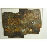 A framed and glazed abstract embossed etching by artist David C. Dickinson, Artist's proof, signed