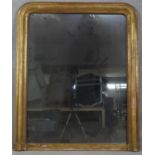 A late 19th century French arched overmantel mirror in beaded gilt frame. H.135 W.111cm
