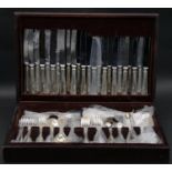 A cased silver plated cutlery canteen, eleven pieces for twelve settings, marked EPNS A1 Sheffield