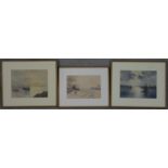 A collection of three 19th century watercolours, boats and a rural village scene, unsigned. H.35.5