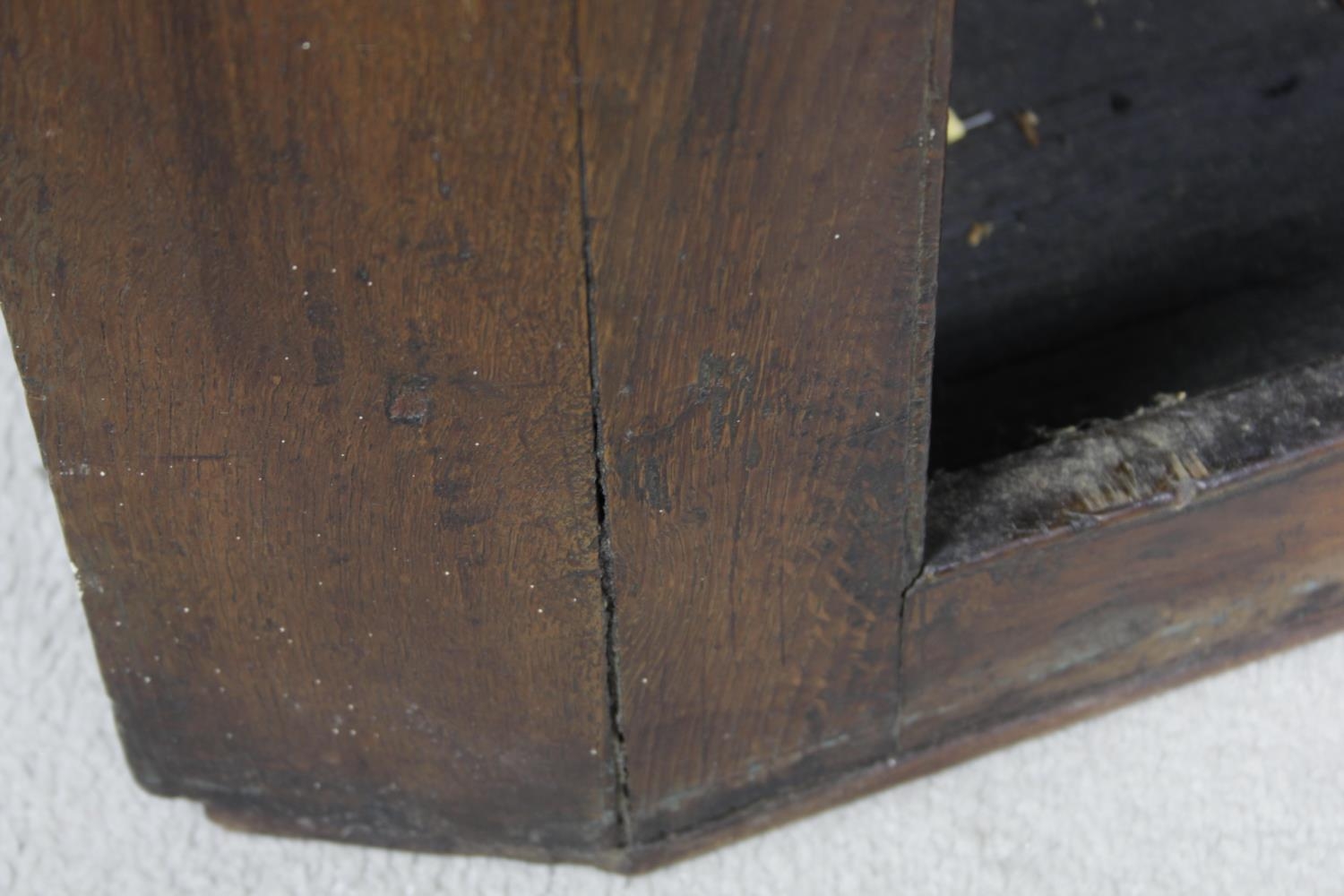 A Georgian country oak corner cupboard with panel door enclosing shaped shelves. H.117 W.81 D.41cm - Image 6 of 10