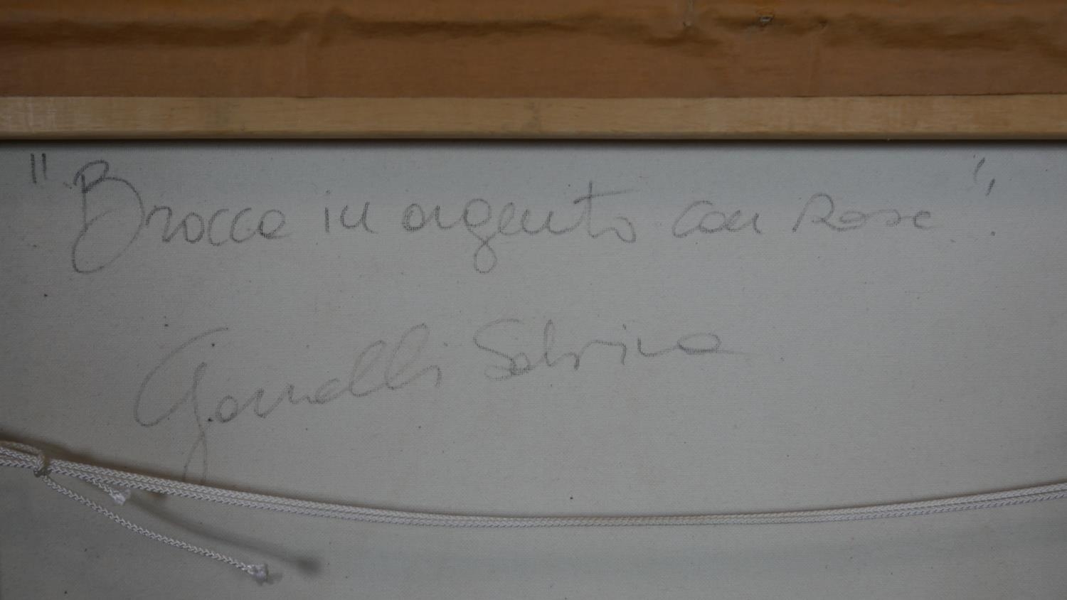 Sabrina Garzelli (B.1968), a gilt framed oil on board, still life, signed. H.60 W.70cm - Image 6 of 6