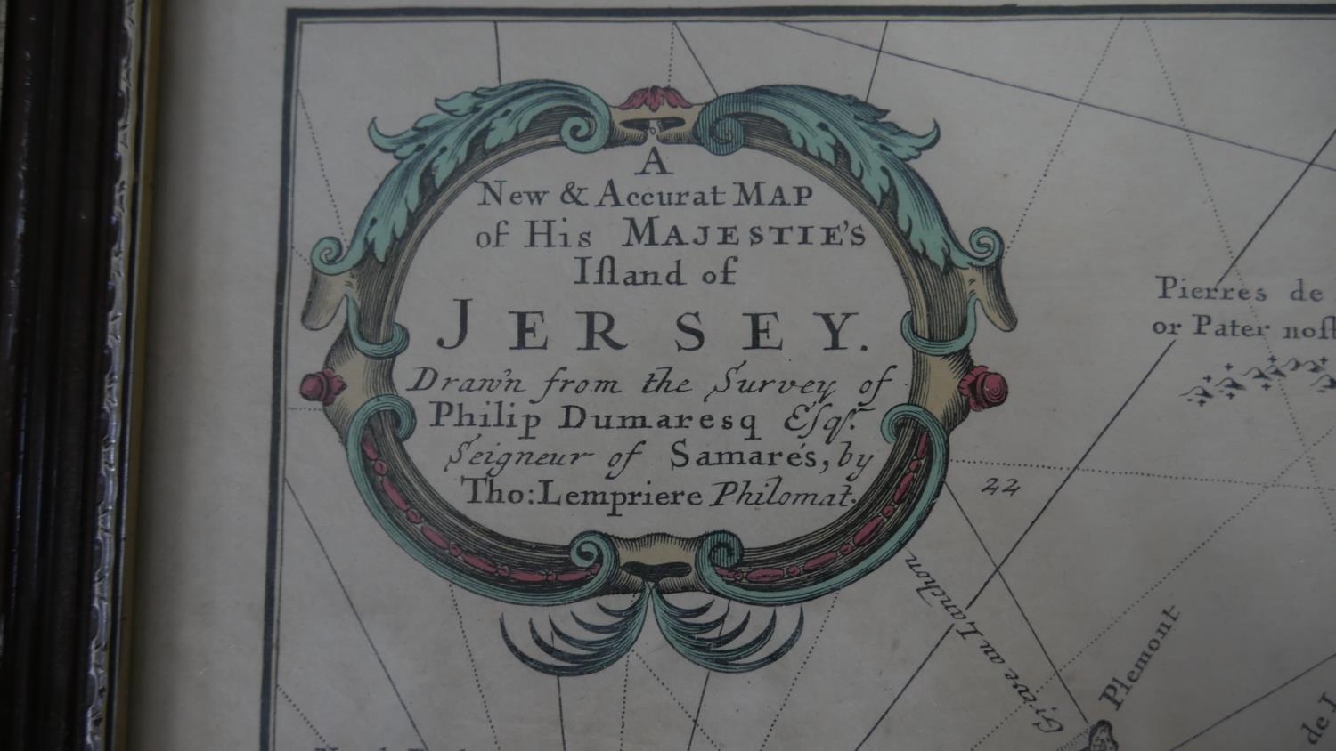 Three framed and glazed hand coloured maps. A modern reproduction of a map from the survey of Philip - Image 3 of 14