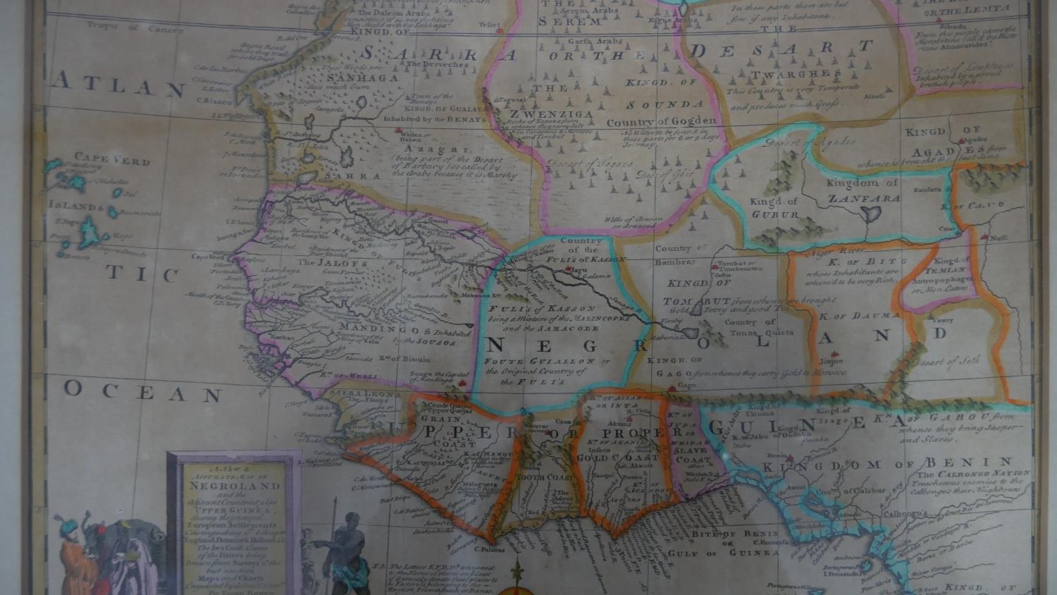 Three framed and glazed hand coloured maps. A modern reproduction of a map from the survey of Philip - Image 7 of 14