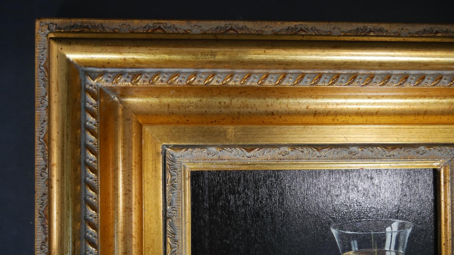 Sabrina Garzelli (B.1968), a gilt framed oil on board, still life, signed. H.47 W.41.5cm - Image 4 of 6
