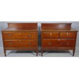 A pair of complementing early 20th century mahogany bedroom chests with ivory inset escutcheons