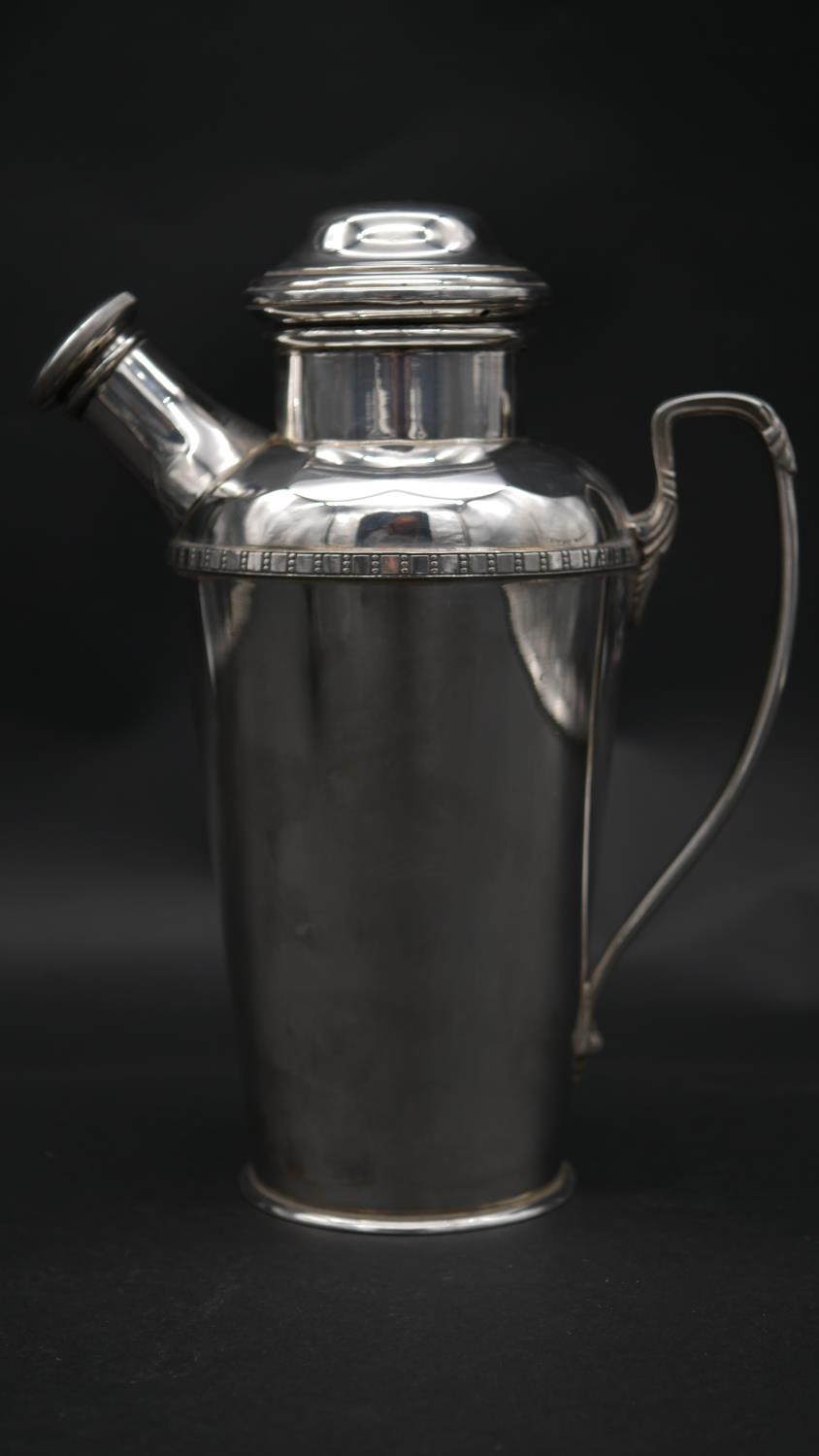 An Art Deco Goldsmith's Company cocktail shaker, marked to the base, a 19th century silver plated - Image 2 of 12