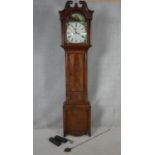 A Georgian mahogany longcase clock with painted arched dial and eight day movement by George Hood,