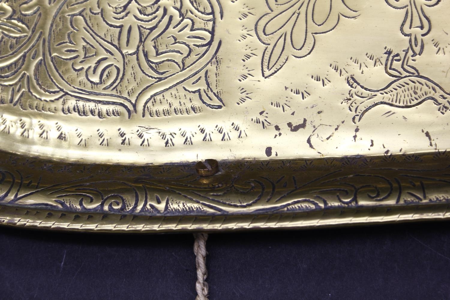 A brass serving platter embossed with the Star of David and Hebrew writings with all over - Image 7 of 10