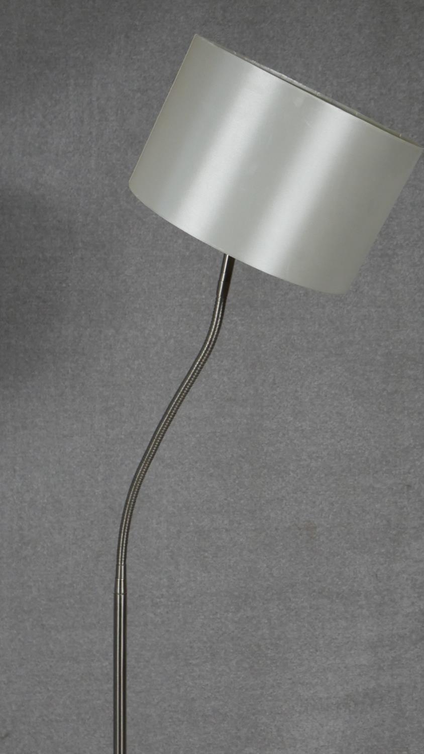 A contemporary standard lamp and shade with flexible adjustable column for use as a reading lamp. - Image 2 of 4