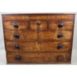 A 19th century mahogany chest of three short above three long drawers. H.93 W.122 D.56cm (feet