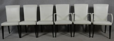 A set of six contemporary Poltrona Frau Vittoria model dining chairs in leather upholstery on
