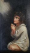 A 19th century oil on board, child praying, unsigned, in ornate gilt frame. H.27.5 W.20.5cm (fits