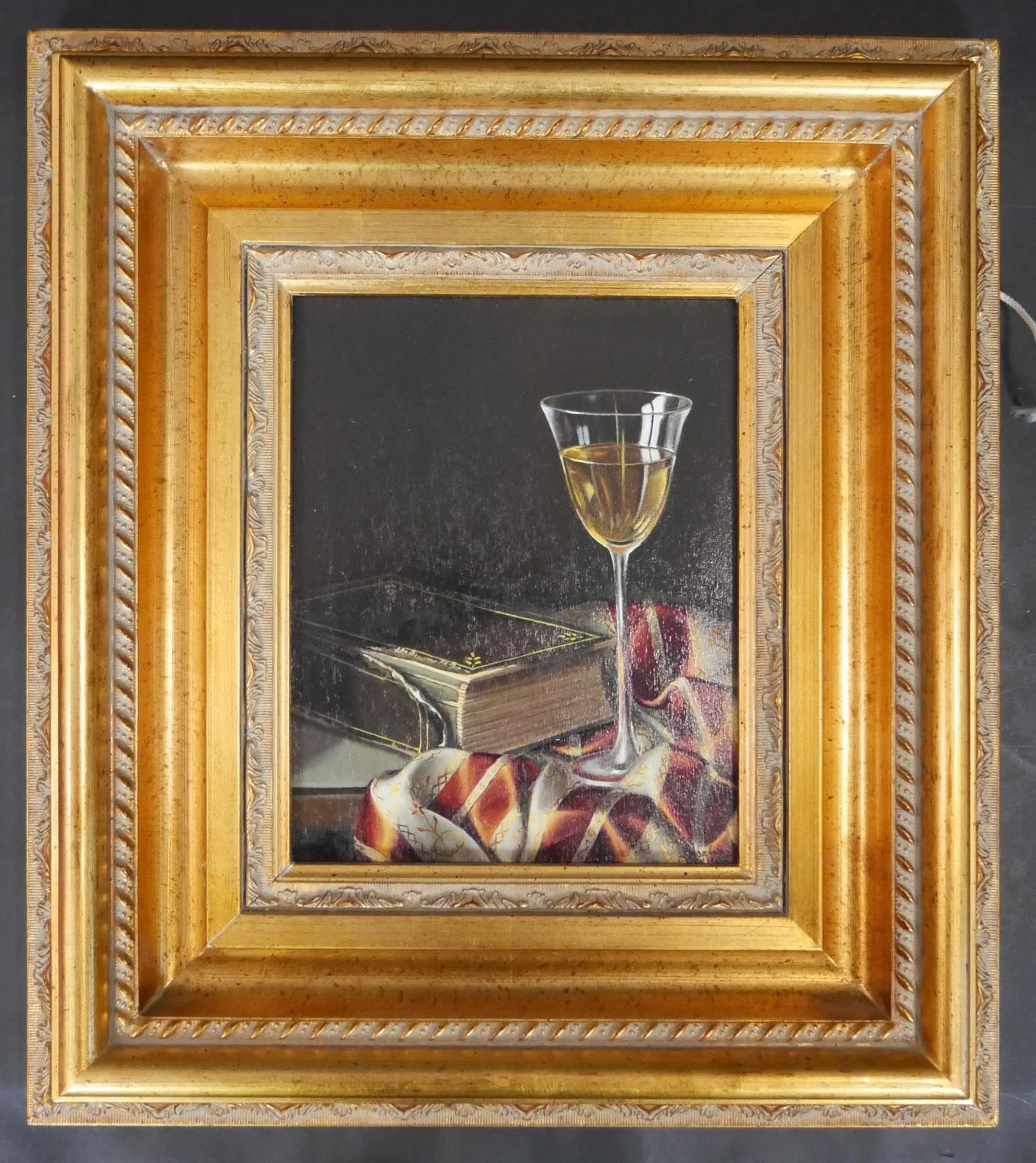 Sabrina Garzelli (B.1968), a gilt framed oil on board, still life, signed. H.47 W.41.5cm - Image 2 of 6