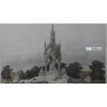 A large framed and glazed hand coloured engraving of the Albert Memorial by M Jackson, Sc. H.105.5