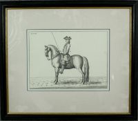 A framed and glazed antique engraving of La Sage engraved by Bernard Picart (1673-1733). H.45 W.52cm