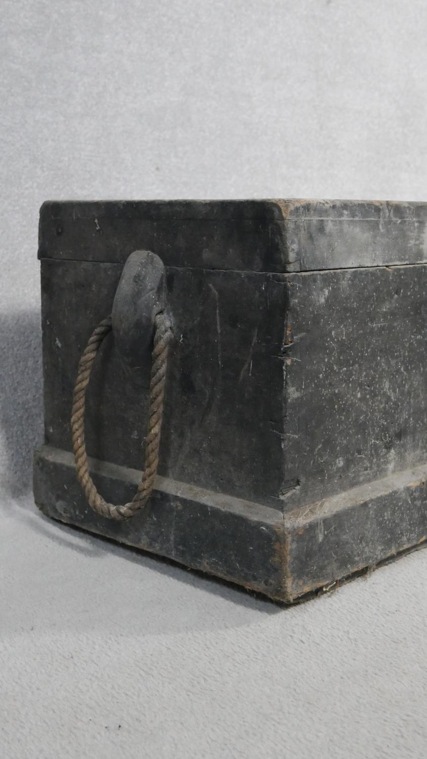 A 19th century painted travelling ships wright chest with rope handles and a Admiralty Pattern - Image 5 of 11