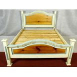 A contemporary painted pine bedstead for a 5ft mattress.