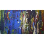 A framed oil on board, abstract composition, "A Midsummer Night's Dream", signed Terence Howe. H.