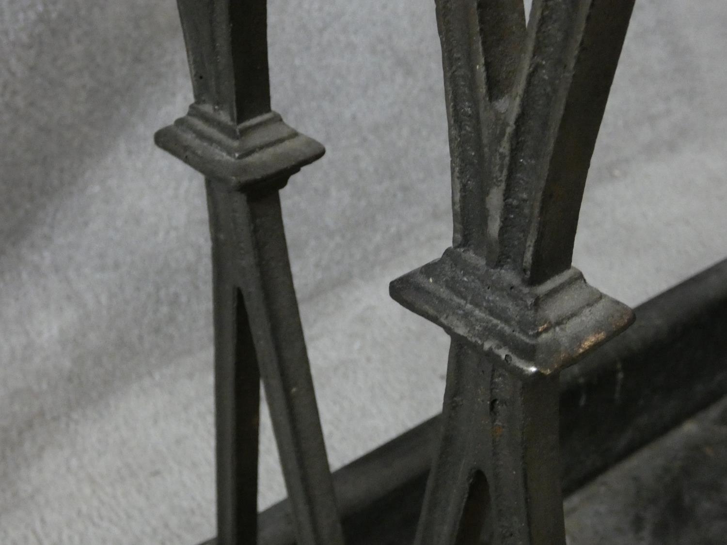 A vintage cast iron stick and umbrella stand with two long sections and lattice design ends. H.62 - Image 3 of 5