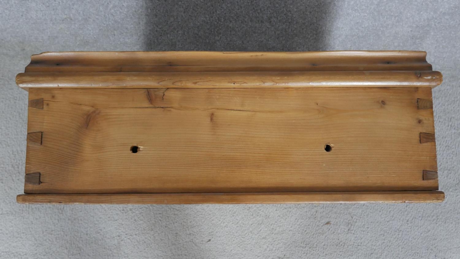 A pine clerk's writing slope with galleried top and hinged lid enclosing storage compartment. H.23 - Image 4 of 4