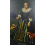 A large contemporary gilt framed oil on canvas, Medici family portrait of a young girl, unsigned.