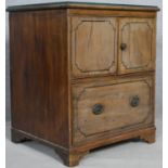 A Georgian pale mahogany ebony strung bedside cabinet with plate glass top on bracket feet.58.5 D.