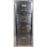 A vintage polished steel filing cabinet with twin brass handles and brass plate to each drawer. H.