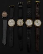 A collection of five vintage gentleman's wristwatches, Swiss made to include examples by Oris and