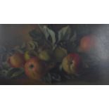 A gilt framed oil on board, still life fruit, unsigned. H.39 W.59cm