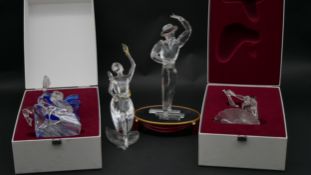 Four large Swarovski crystal figures. Two boxed, Swarovski Magic of Dance-Antonio 2003, ballet