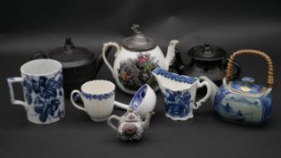 A miscellaneous collection of 19th century and later ceramics to include teapots, mik jugs etc. H.