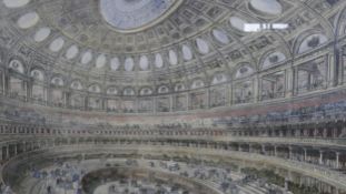 A large framed and glazed hand coloured engraving of the interior of the Albert Hall by M Jackson.